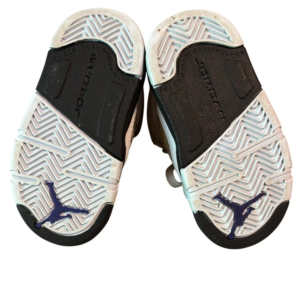 Cute Tiny‎ Jordan 5 Retro Basketball Shoes White Purple Sneakers Toddler Size 5C